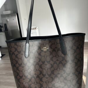 Coach Black and Brown Signature Tote